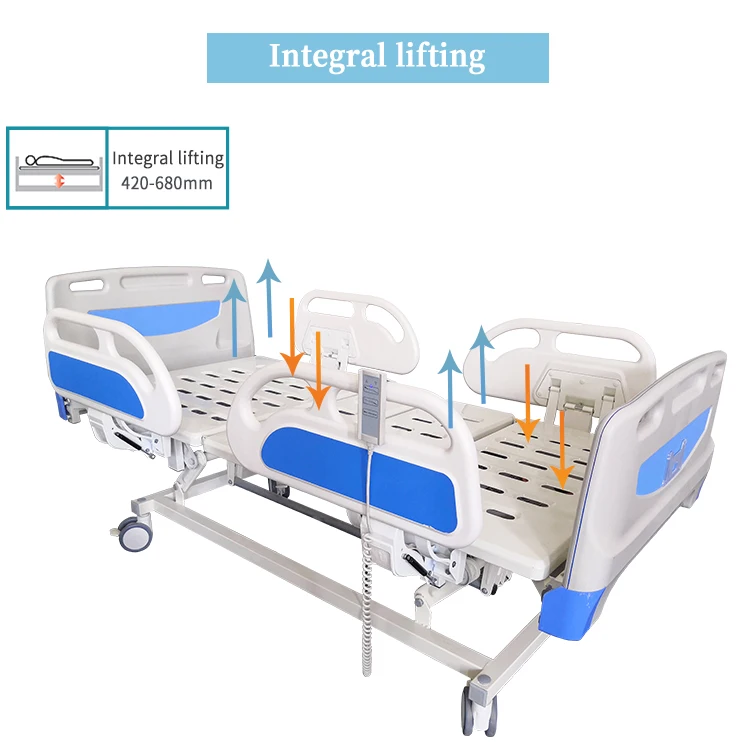 Punched steel board aluminum side rail ABS head&footboard three functional electric bed