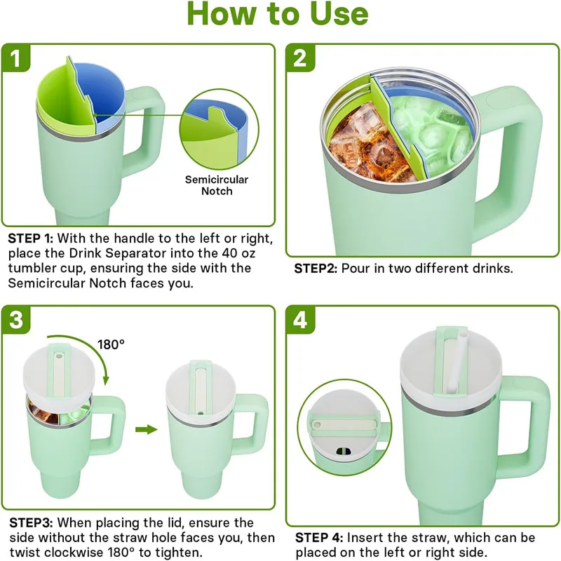 Reusable Silicone Double Inner Cup Section Tray for  40 oz Stanley Tumbler