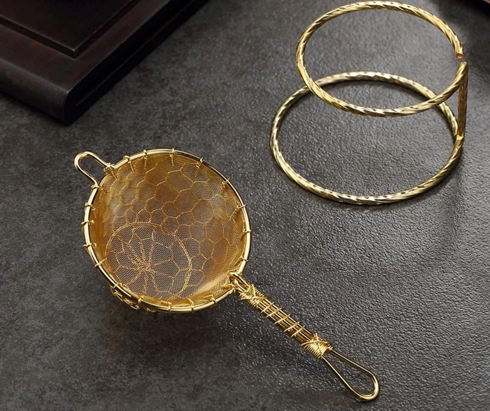 New Brass Woven Mesh Tea Strainer Hand Braided Tea Filter Strainer