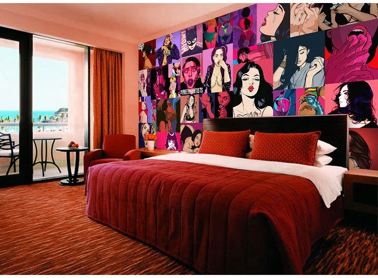 KTV theme hotel sex room wallpaper couple room hotel decoration 3d wall art sexy bikini wallpaper