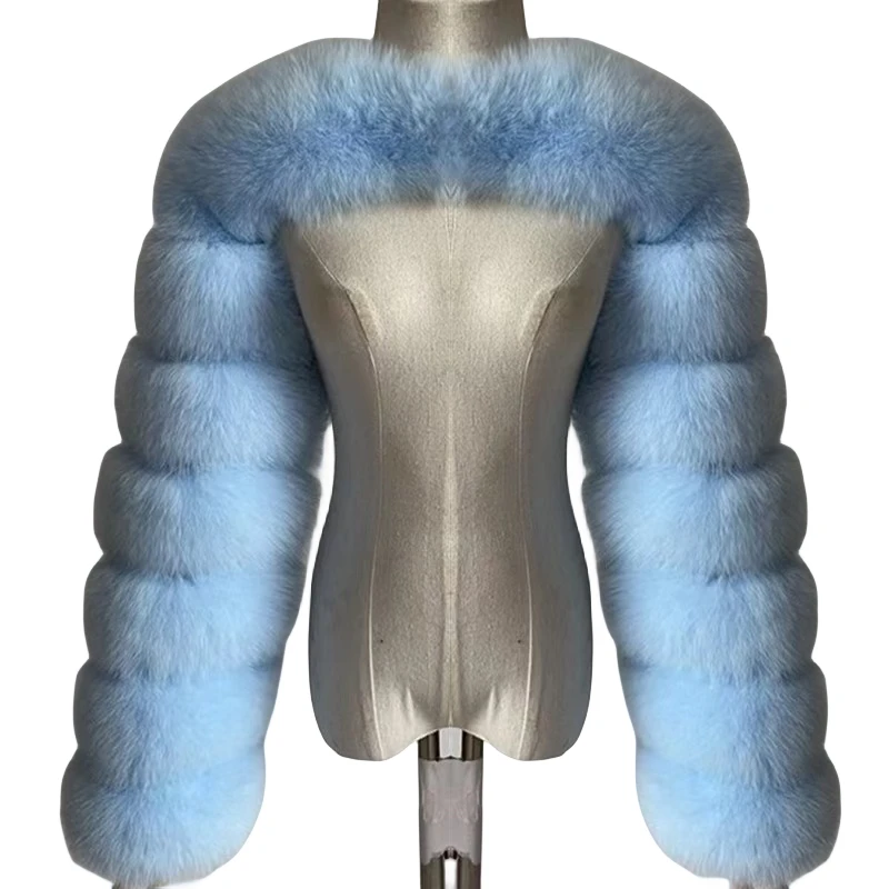 Custom Real Fox Fur Women Half Naked Fur Coat