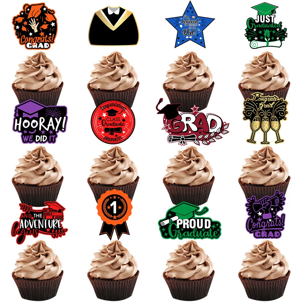 Graduation Season New 2024 Graduation Ceremony Baking Cake Plugin Party Paper Cupcake Topper Decoration