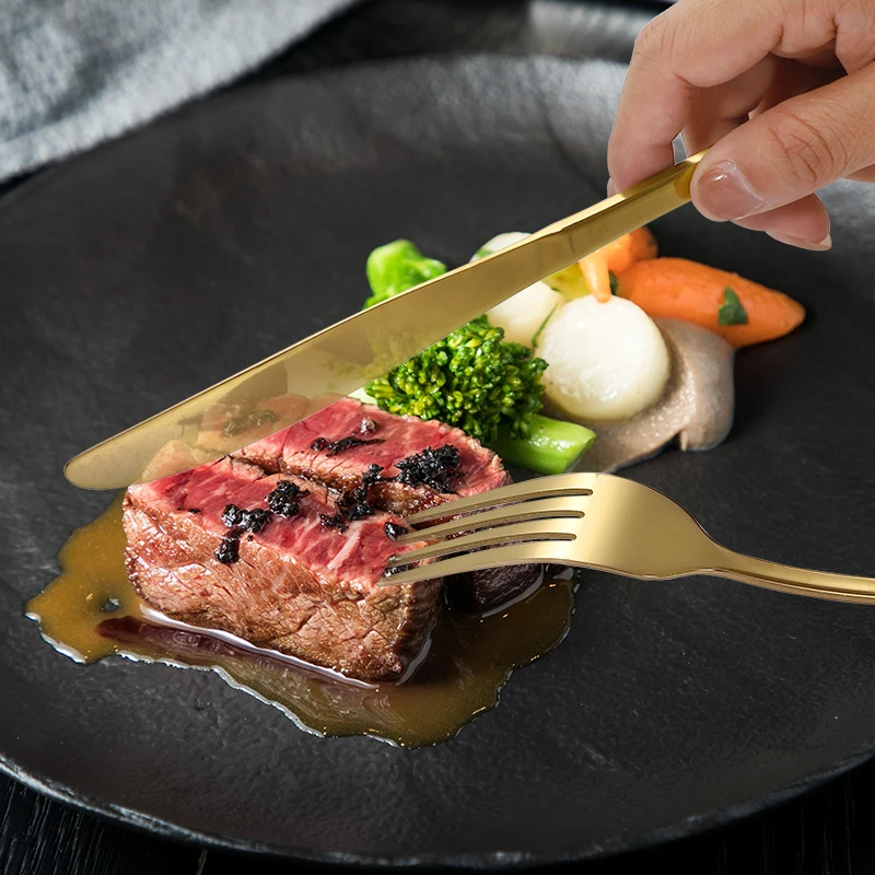 New Selling 24pcs Cutlery Set Gold Stainless Steel Knife And Fork Spoon with Wooden case