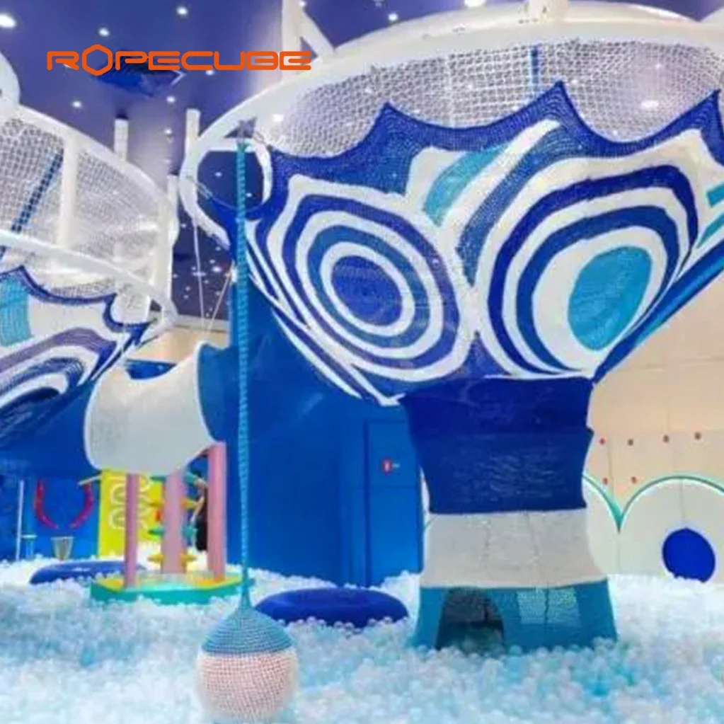 Factory customized indoor playground with kids rope climbing net soft play area