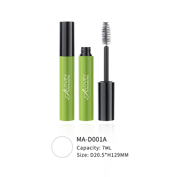 Alovey Cosmetic Packaging Container 7Ml Round Plastic Mascara Tube Green Empty Mascara Tubes With Brush