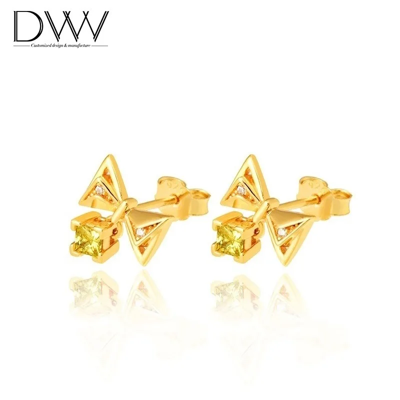 
Butterfly Knot Ear Ring 18K Gold Plated Stud Earring Geometric Silver Earring 