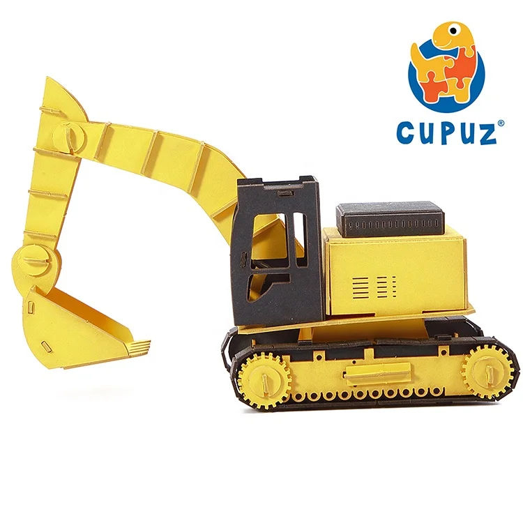 Engineering truck car toy for kids laser cut paper craft 3d jigsaw puzzles Excavator Model