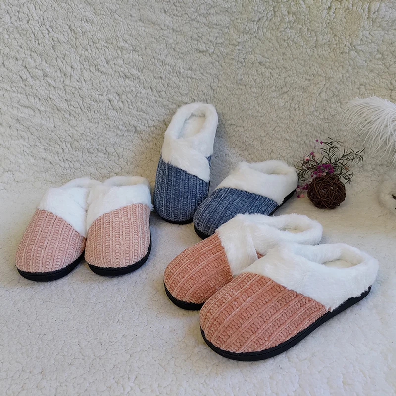 Wholesale 2022 new men and women autumn and winter knitted cotton and cashmere thermal indoor household slippers