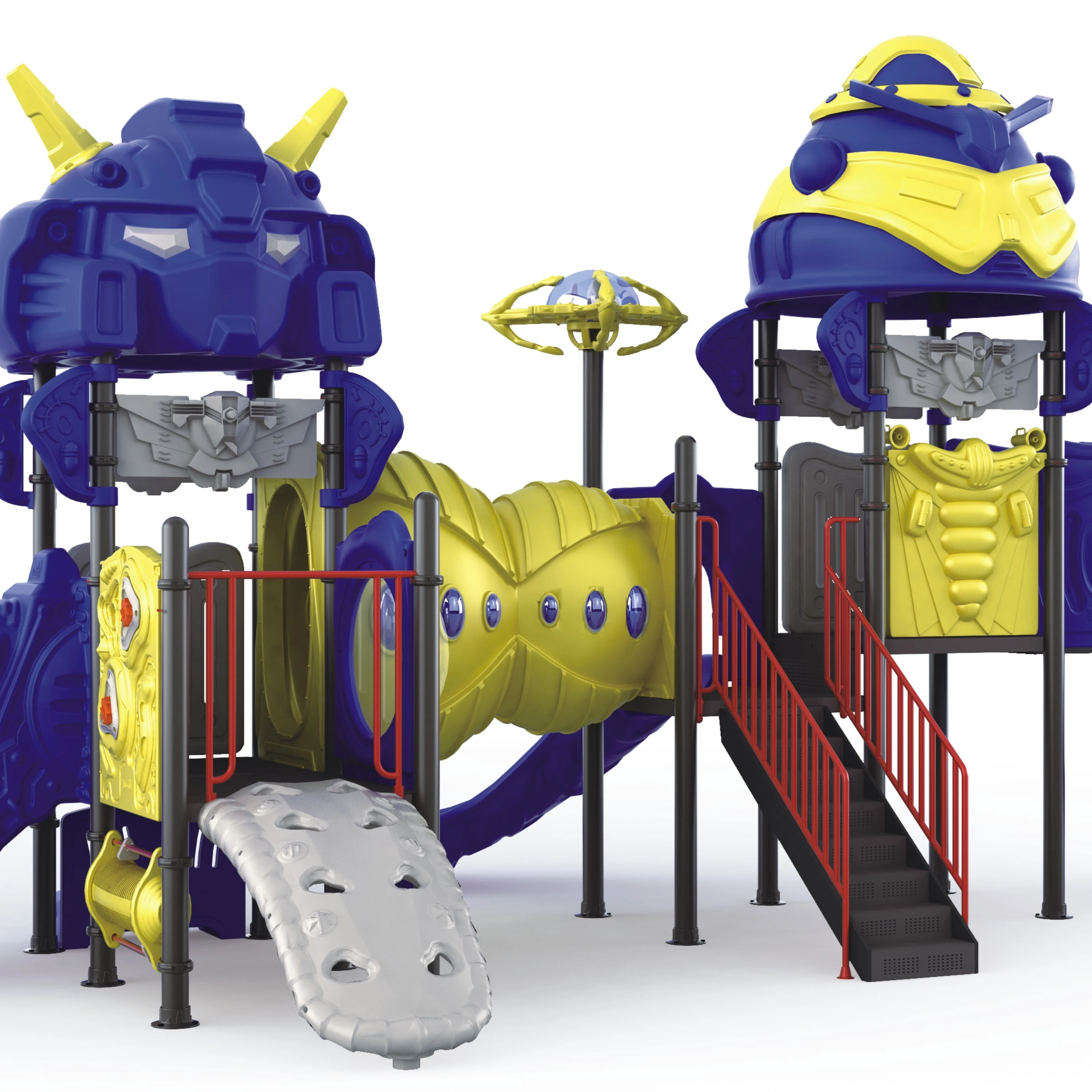 Commercial LLDPE outdoor playground equipment robot series with slides kids to play in kindergarten