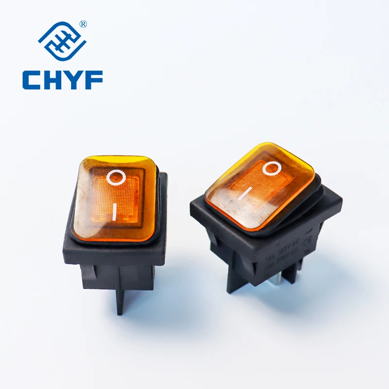 CHYF KCD4 15A/20A 250VAC водонепроницаемый IP67 коромысло переключатель с 2-мя позициями включения-выключения Красной светодиодной и синей лампой 4/6 контактов