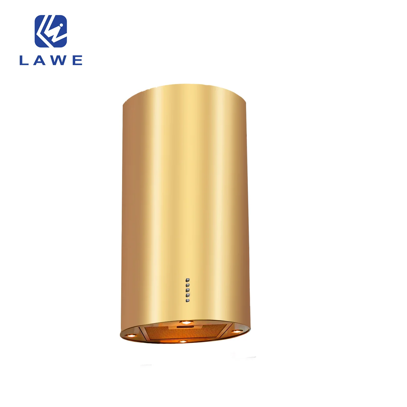 New Product Cylindrical Island Type Kitchen Hood with Aluminum Filter and 4 LED Lights Low MOQ Good Quality Range Hoods