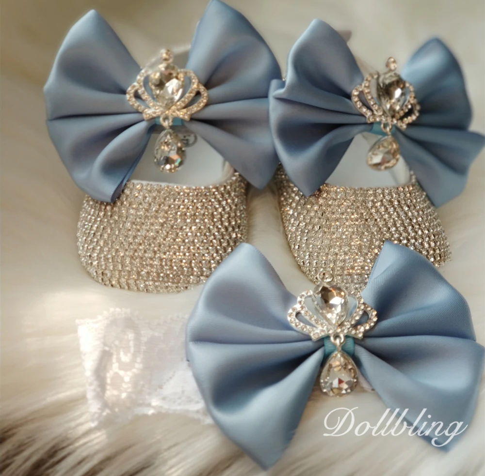 Baby Blue Absolutely Stunning Crown Jewery Diamond Shoes Perfect for All Special Occasion Pregnant Keepsakes Gifts
