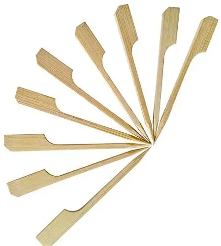 Multiple usage 9 cm Natural Color Paddle Bamboo Skewers 100 PCS for BBQ Restaurant Party