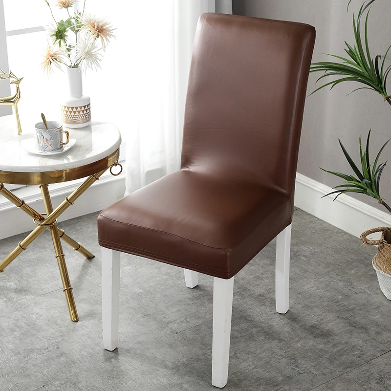 Chair Protector Stretch Dining Chair Slipcover  PU Leather Chair Cover  Oil Proof Waterproof for Hotel Banquet Restaurant