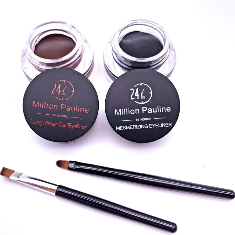 High quality waterproof lasting black and brown eyeliner gel 2 in 1 eye beauty makeup