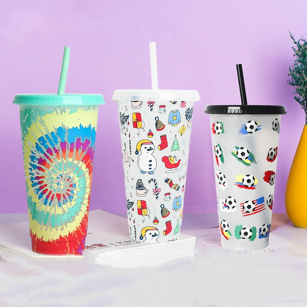Magic 24Oz Cold Tumbler Temperature Coffee Kid Wholesale Plastic Stadium Color Changing Cups With Lid And Straw
