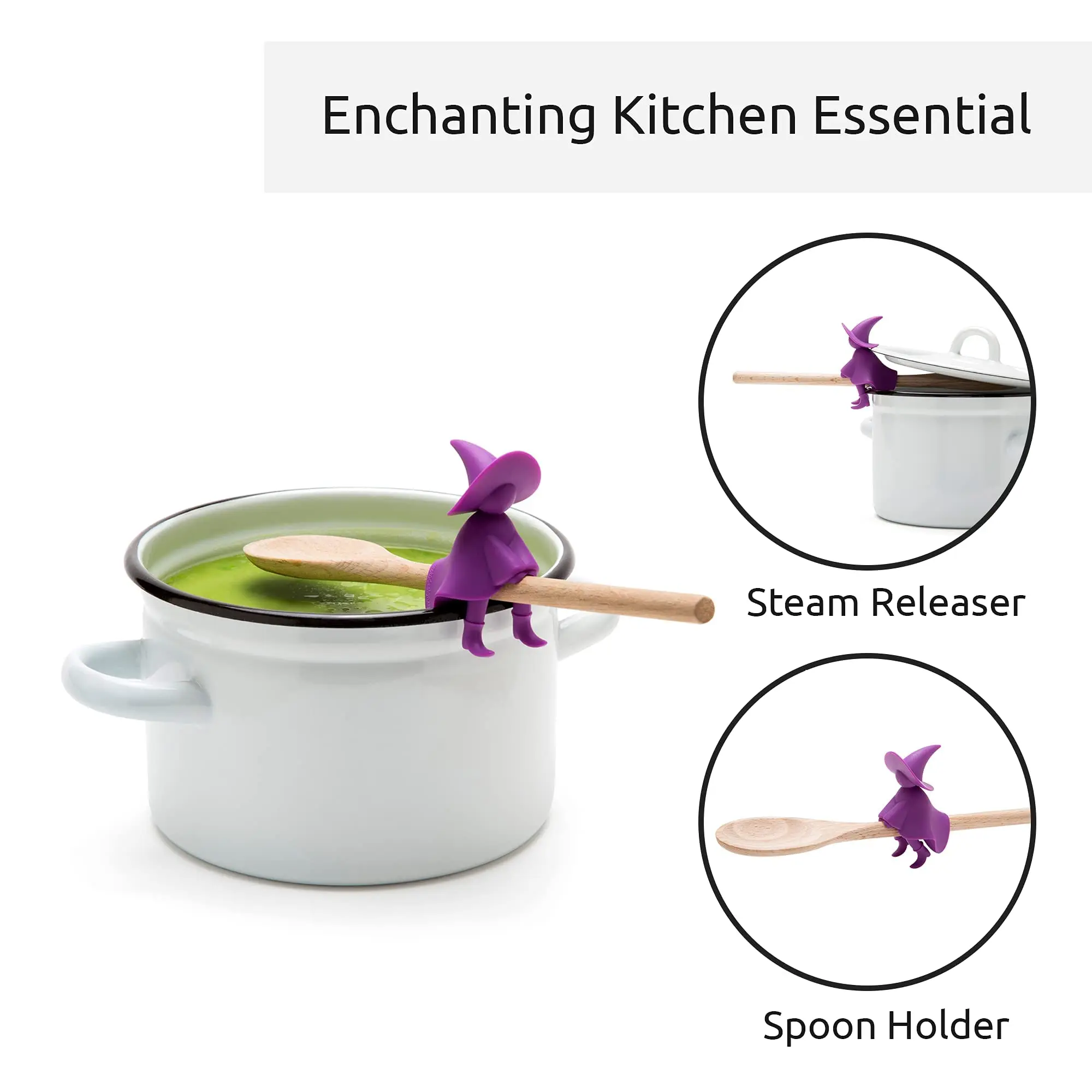 Spill-proof raising spoon holder creative kitchen utensils silicone tools little trapeze wizard modeling pot cover