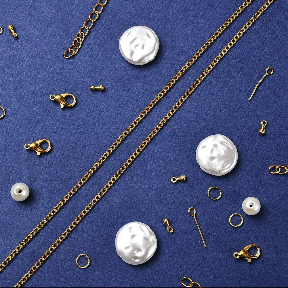 Rawmand Jewelry Making Chains Kit Jewelry Jewelry Link Chains With Replaceable Pendant Plastic Pearls Lobster Buckle Jump Rings