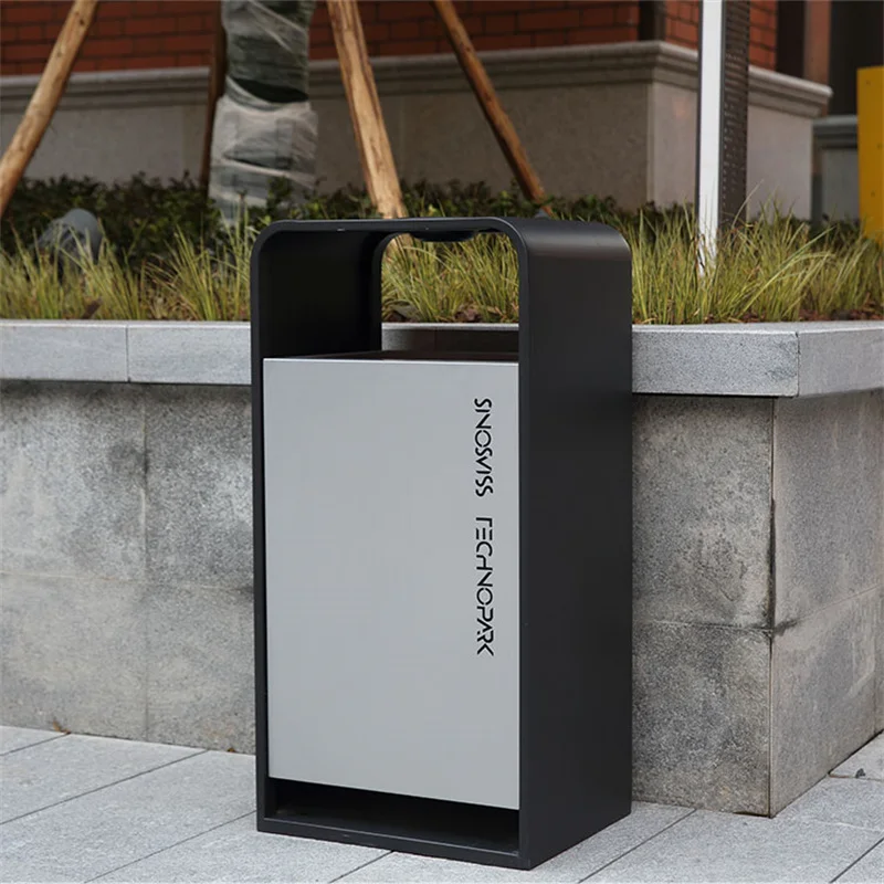 custom outdoor rectangular metal trash receptacle garbage can outside garden street recycle waste bin commercial steel dust bin