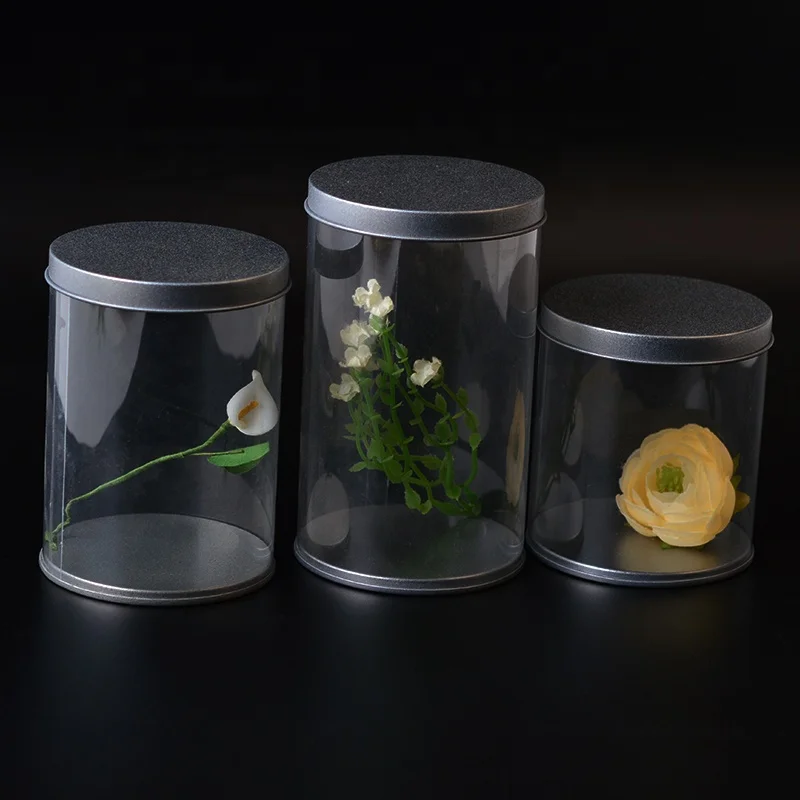 Hot Sale High Quality Custom Logo Plastic PVC Clear Can Metal Lid Packaging Bottles For Price List