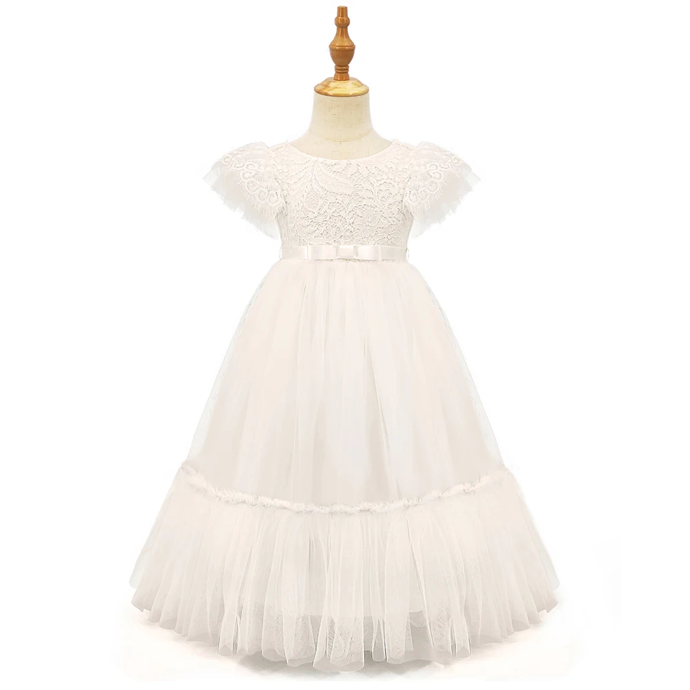 Элегантное платье подружки невесты для девочек, детское свадебное платье цвета слоновой кости, свадебное платье для маленькой девочки