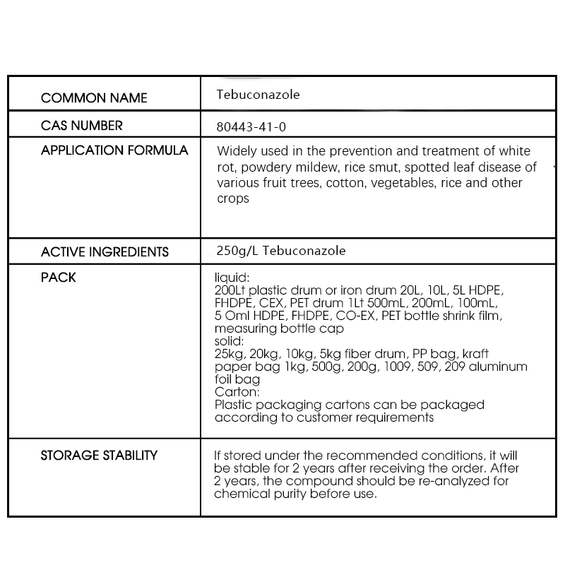 250g/L tebuconazole EC spot leaf fall disease head blight powdery mildew agricultural pesticide fungicide