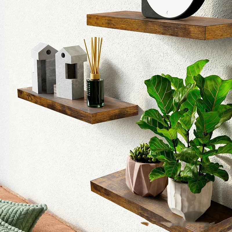 Hot Selling Living Room Rustic Floating Shelves Wall Mounted Wooden Hanging Shelf Household Simple Wall Book Shelf