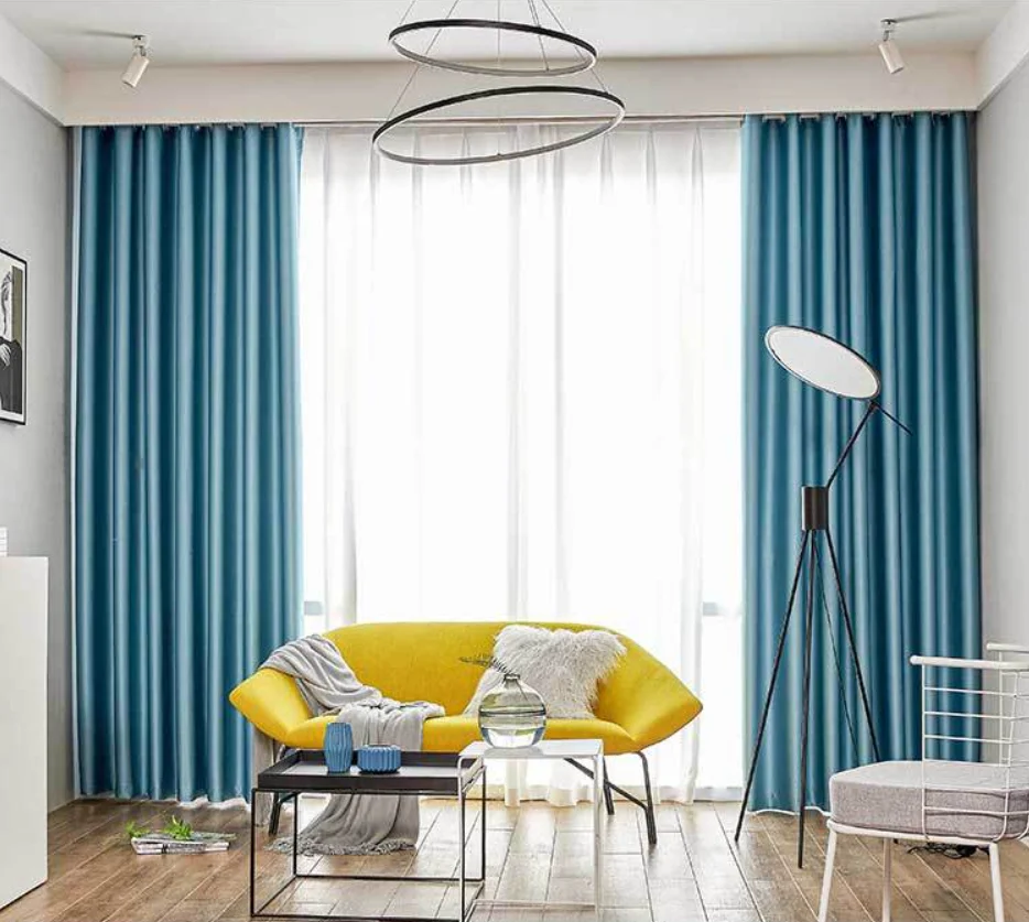 Hotel curtain finished tribute brocade silk living room sun curtain insulation high density office full blackout curtain