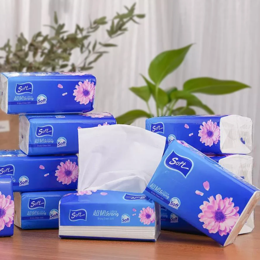 Free Sample 4 Layer Soft napkins Eco-Friendly Virgin Wood Pulp Facial Tissue Paper For Home Office Restaurant