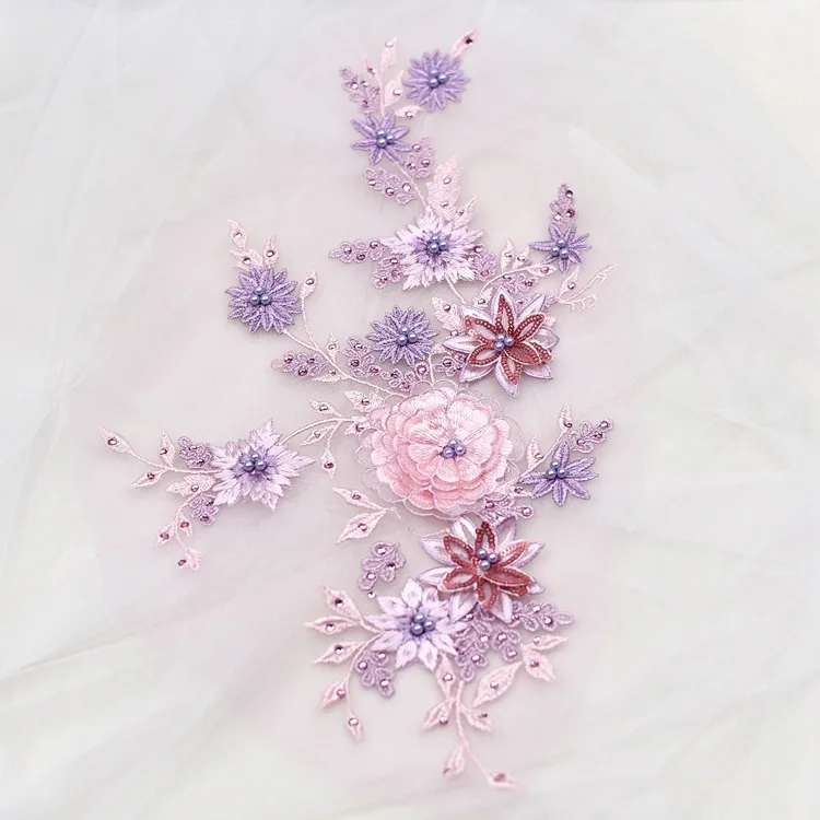 Вышитые трехмерные кружевные цветы, ручная работа, сделай сам, модное украшение, дизайнерская вышивка, нашивки для свадебных платьев