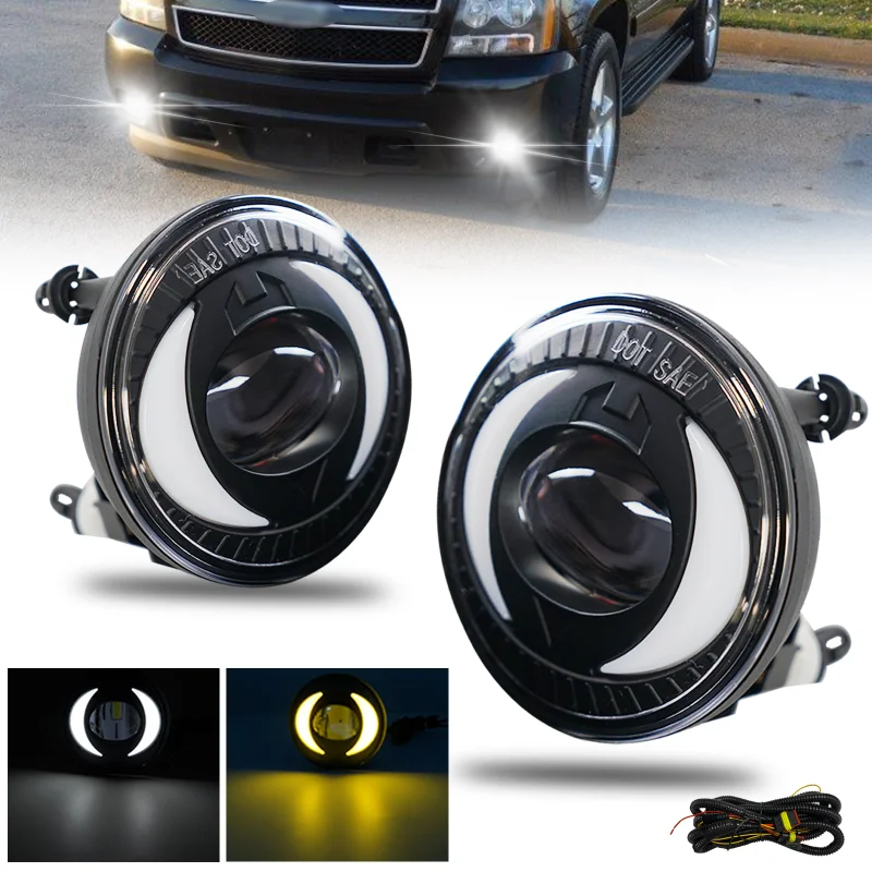 LED 2 colors drl Fog Lights For 2007-2014 GMC Yukon Denali/Chevy Suburban/Tahoe/2007-2013 Avalanche/2010-2013 Camaro