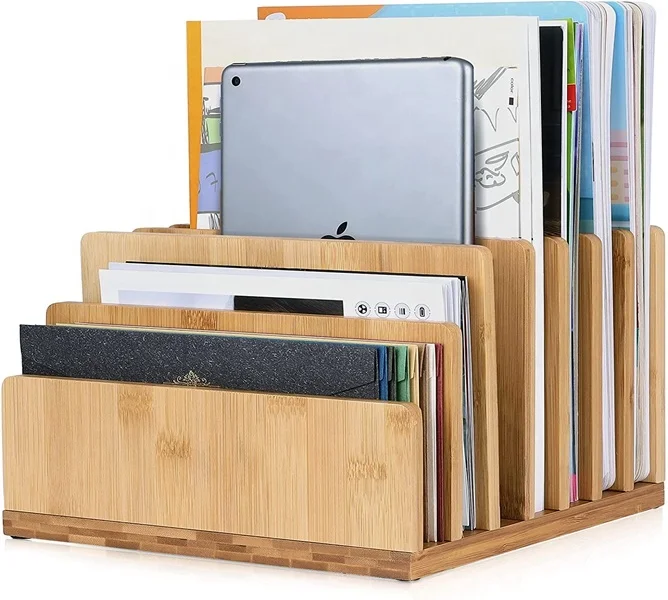 Настольный органайзер для офиса, бамбуковый органайзер для хранения документов и писем