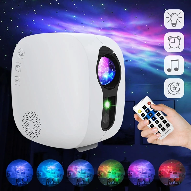 Starry Sky Projector Sterren Music Speaker LED Night Light, Galaxy Nebula Ocean Star Projector Night Lamp with Remote