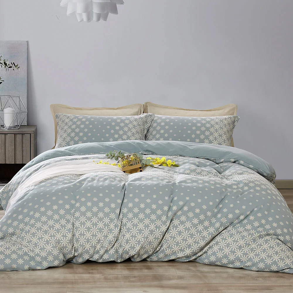 Simple and stylish jacquard sunflower floral 100% cotton jacquard knit printed duvet cover set for home