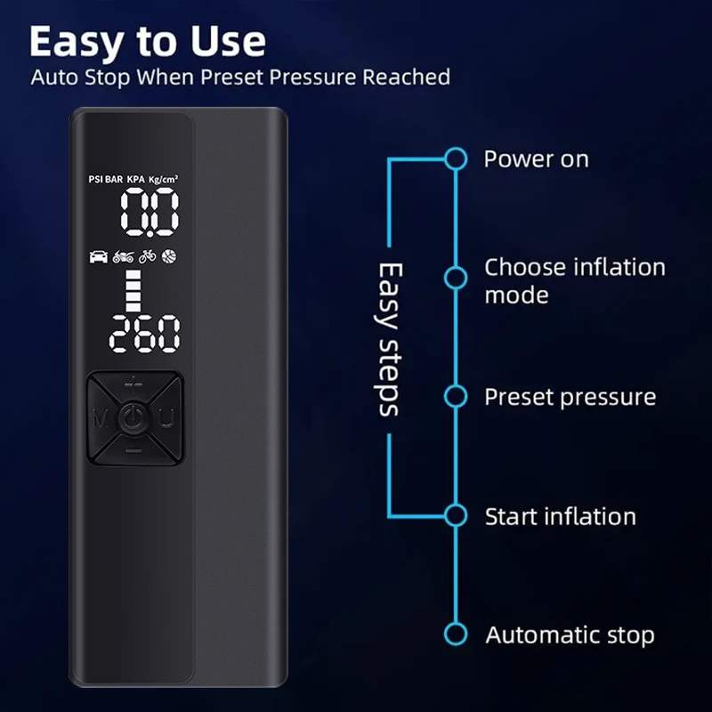 12v Dc Wireless Air Compressor Auto Tyre Inflator Portable Air Pump With Digital Pressure For Car Tires Balloon