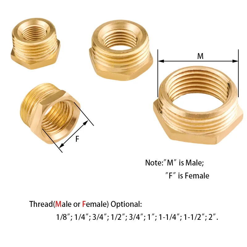 Brass Male To Female BSP Reducing Bush Reducer Fitting Gas Air Water Fuel Hose Connector Brass Fitting