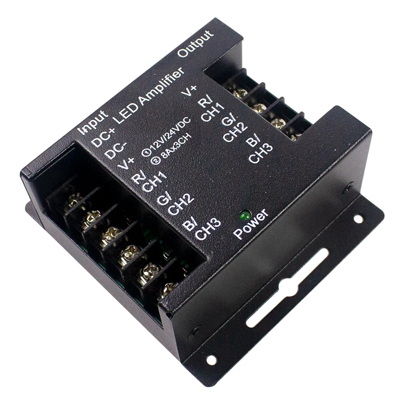 DC12V-24V Железный корпус RGB усилитель контроллер светодиодный Усилитель мощности 3 канала 24A 576 Вт ретранслятор для светодиодной полосы света
