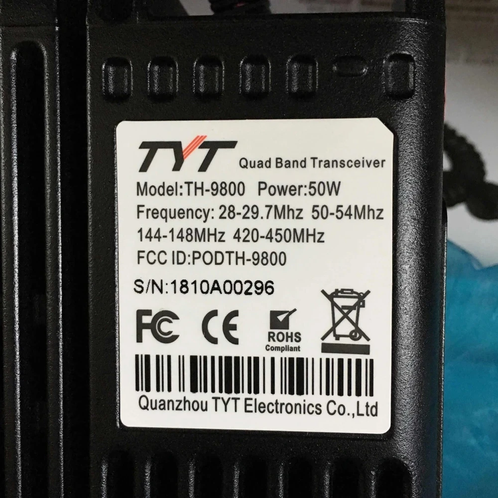  TYT TH-9800 mobile walki talki 29/50/144/430MHz walkie talkie for car 800CH 50km