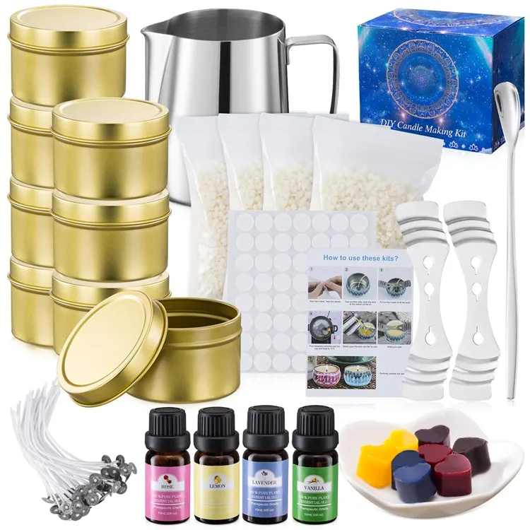 Luxury handmade natural scented beeswax diy candle making kit set