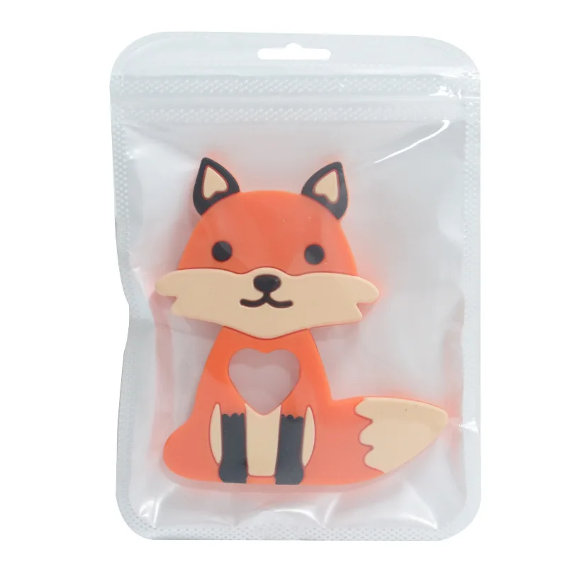 BPA Free Teething Pendant Chew Toy for Baby Fox Animal Shape Silicone teether toys