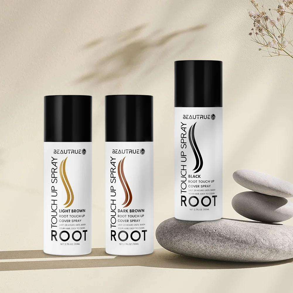 Custom Printing Labeling Color Magic Root Touch Cover Up Gray Concealer Temporary Gray Light Golden Brown Black Hair Color Spray
