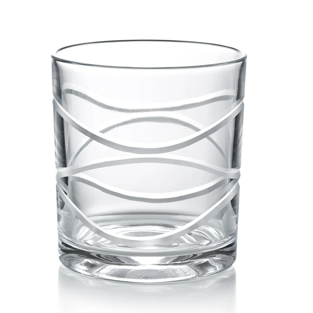 0232ST Spirit Spinning Tumbler Wavy design by hand cut whiskey glass shot glass