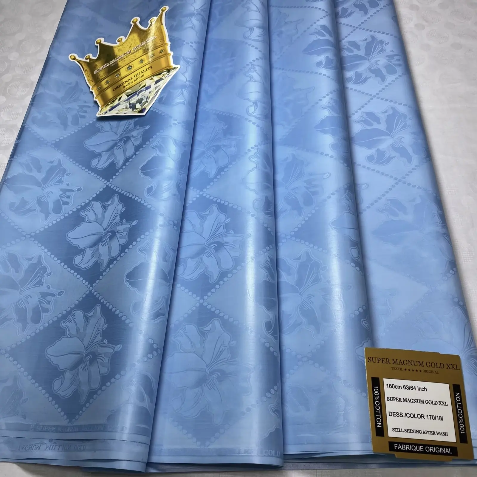 Wholesale high quality Super magnum gold XXL bazin riche 100% cotton shining bazin riche fabric