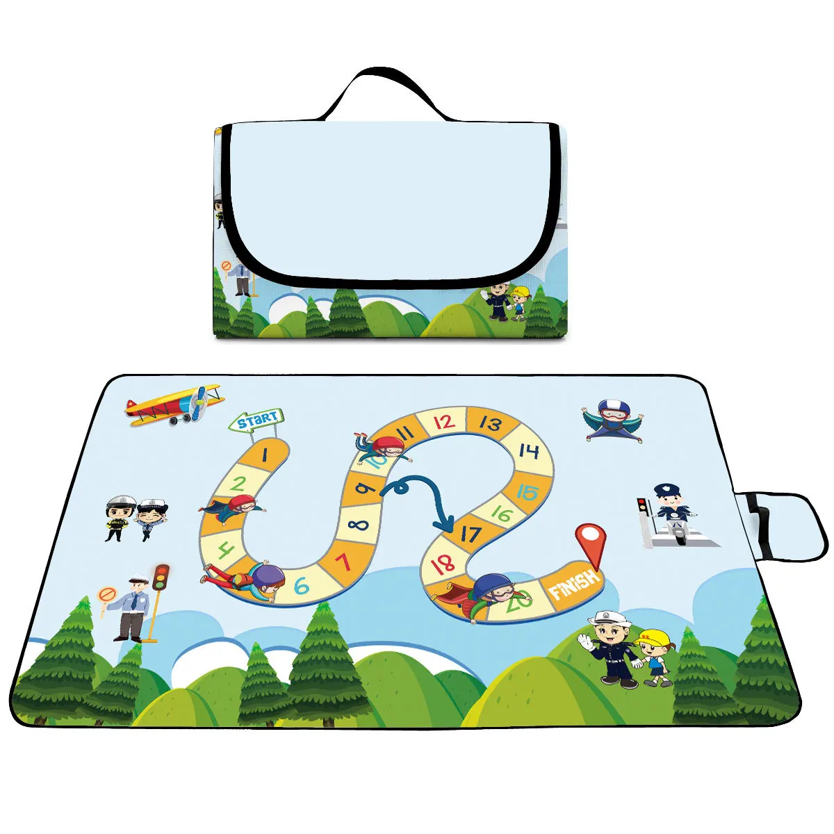 Wholesale Customized Flying Chess Folding Waterproof Blanket for Outdoor Camping Oxford Cloth Damp Proof Grass Mat