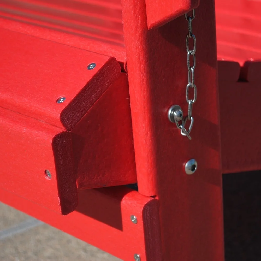 Plastic Recycled HDPE Resin Folding Chaise Adirondack Chair Outdoor Garden Furniture,Red