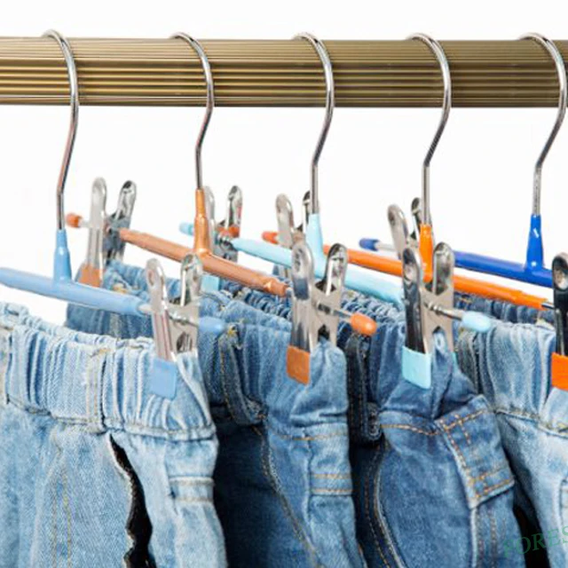 Pant Hangers Skirt Hangers with Adjustable Clips Metal Trouser Clip Hanger