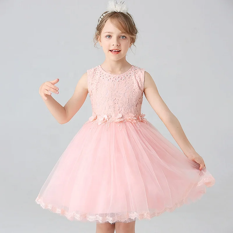 Flowers Girls Birthday Pageant Dresses Light Blue Little Princess Tutu Wedding Bow Tie Ball Gown Cute Clothes Kids Dress