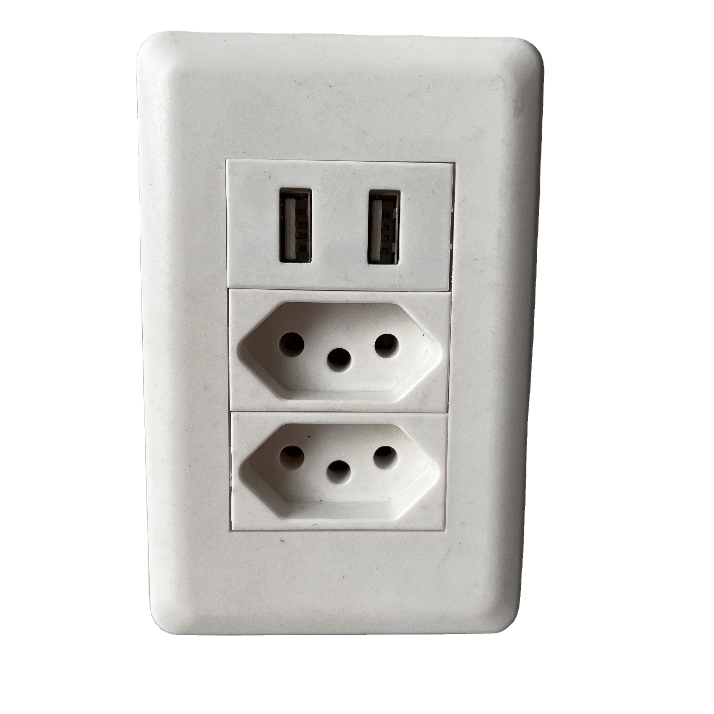 hot sale 13A double USB charger port Brazil South Africa South America insert wall power switched socket