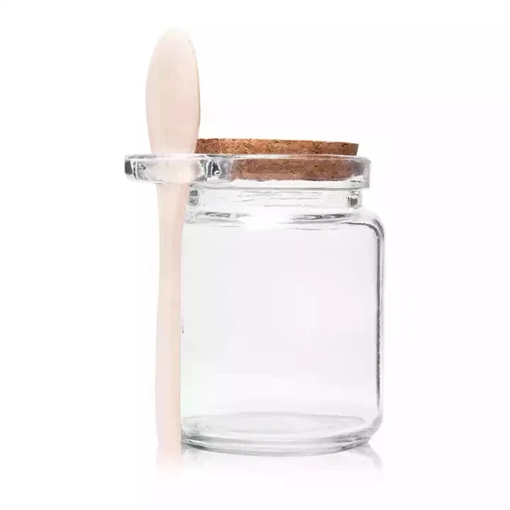 Bulk 8.5 oz Glass Bath Salt Jar with Cork Spoon