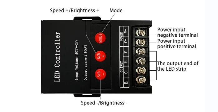 High Power Led Strip Rf Rgb Remote Controller 12 24 V Input 10 A * 3 Output 720W 4Keys Remote Control Strip Light Controller